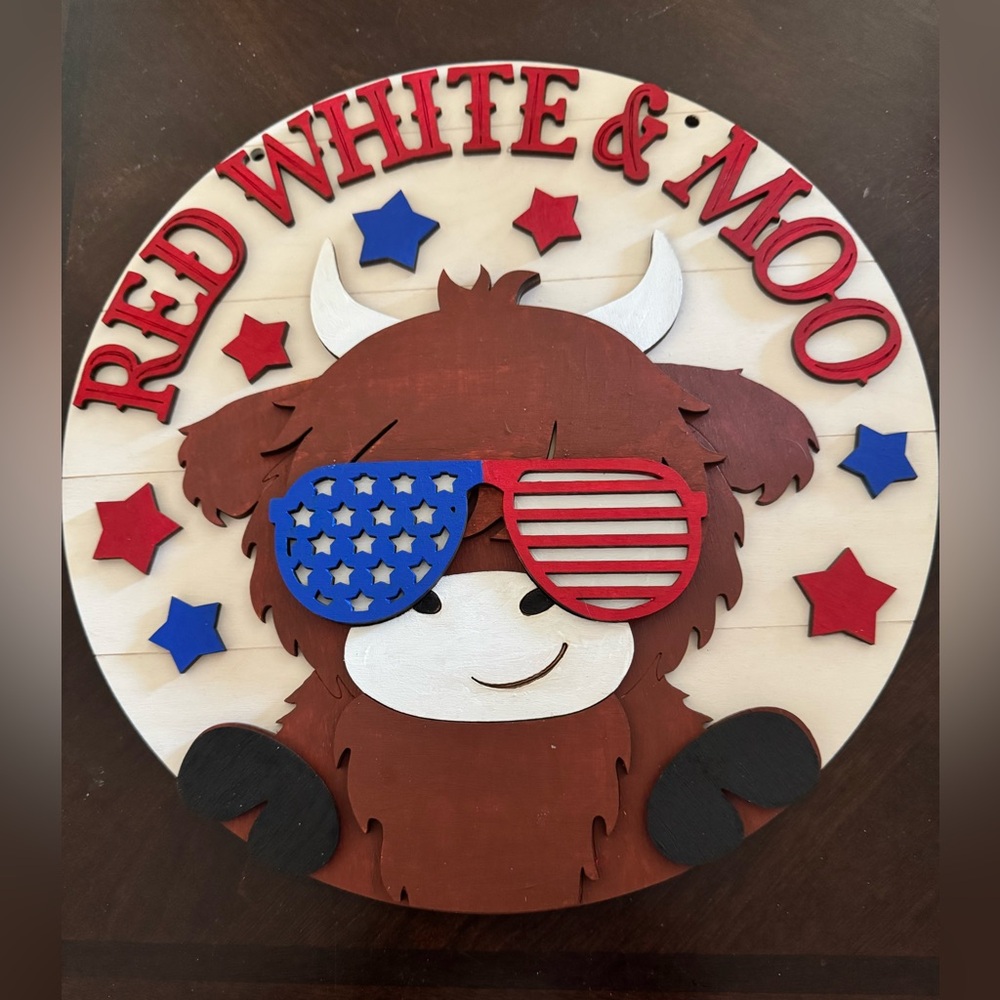 Hand Crafted Red White & Blue Wall Decor